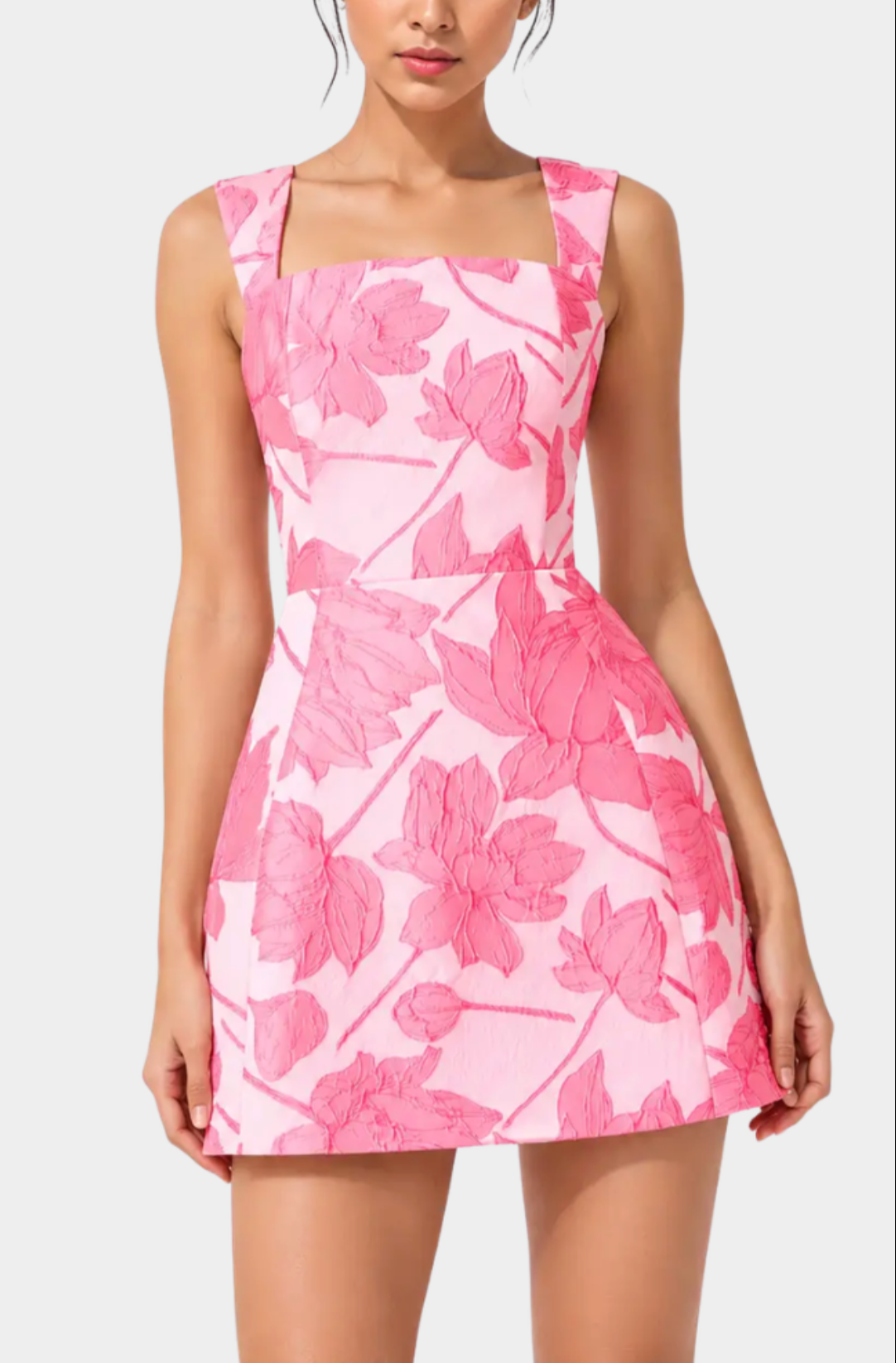 pink mini dress square neck KissProm | Navy Blue