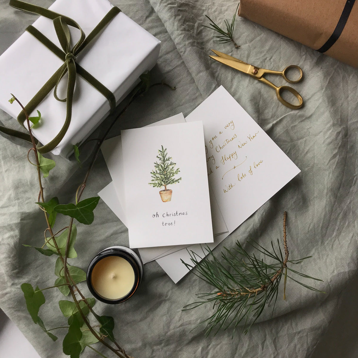 Oh Christmas Tree Watercolor Luxury Christmas Card
