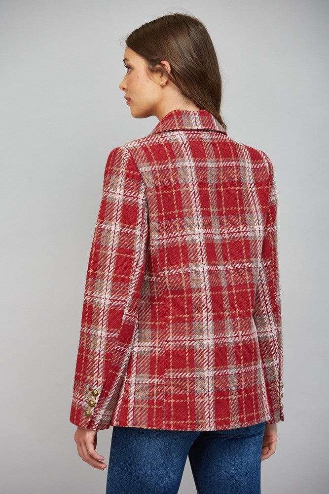 Plaid Double Breasted Blazer