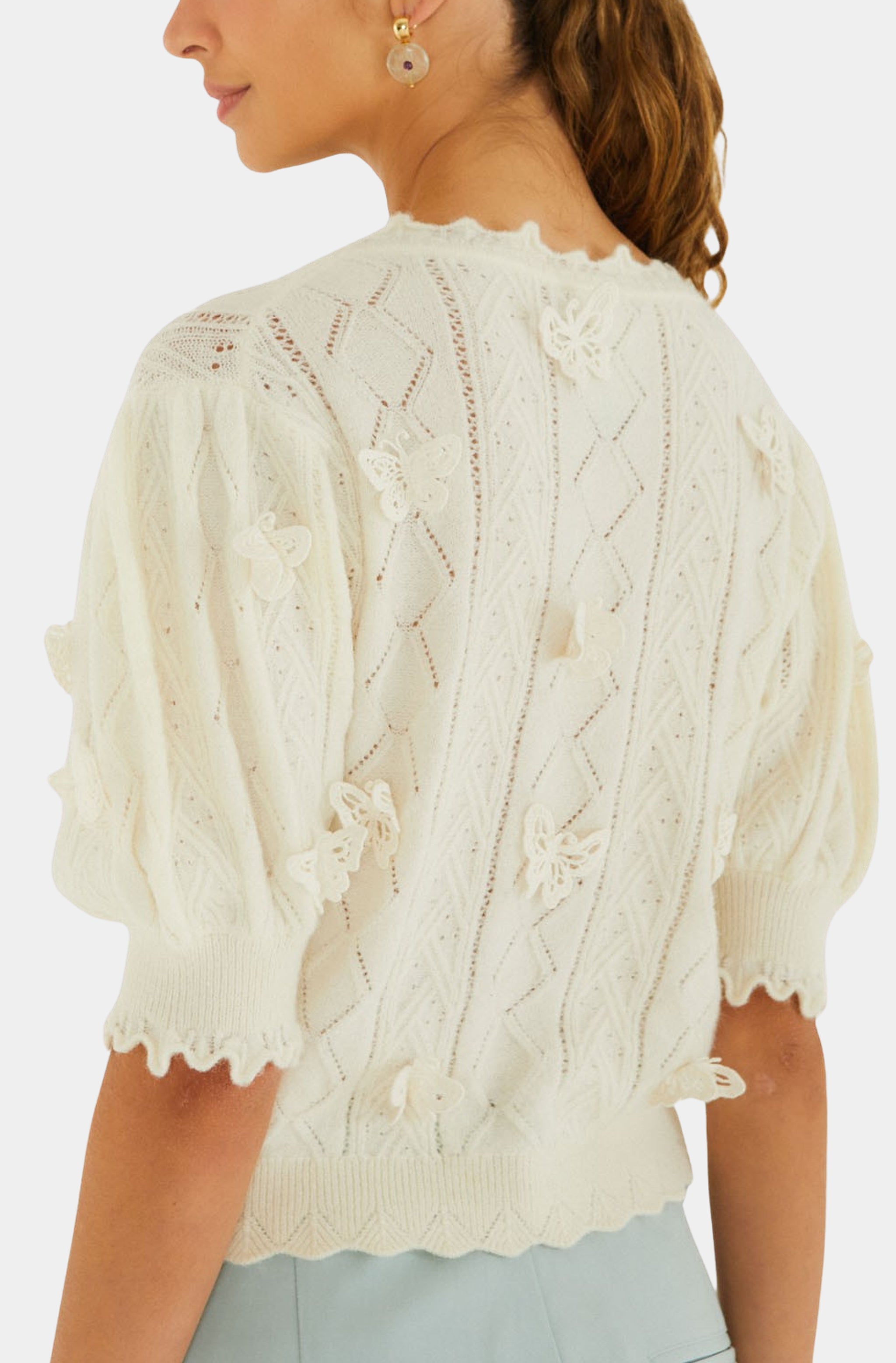 Richilieu 3D Butterflies Artisanal Knit Top