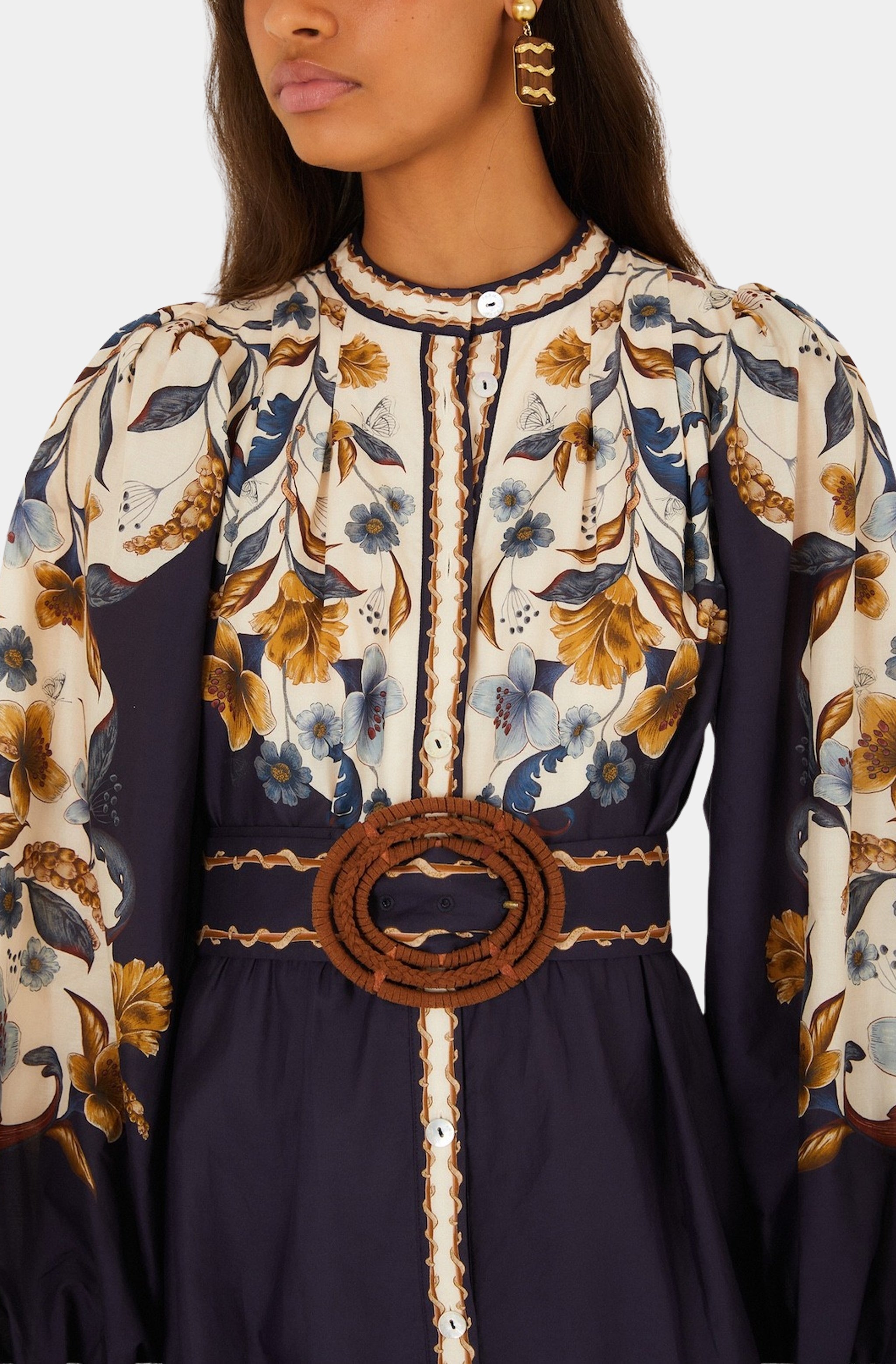 Golden Nature Navy Blue Mini Dress