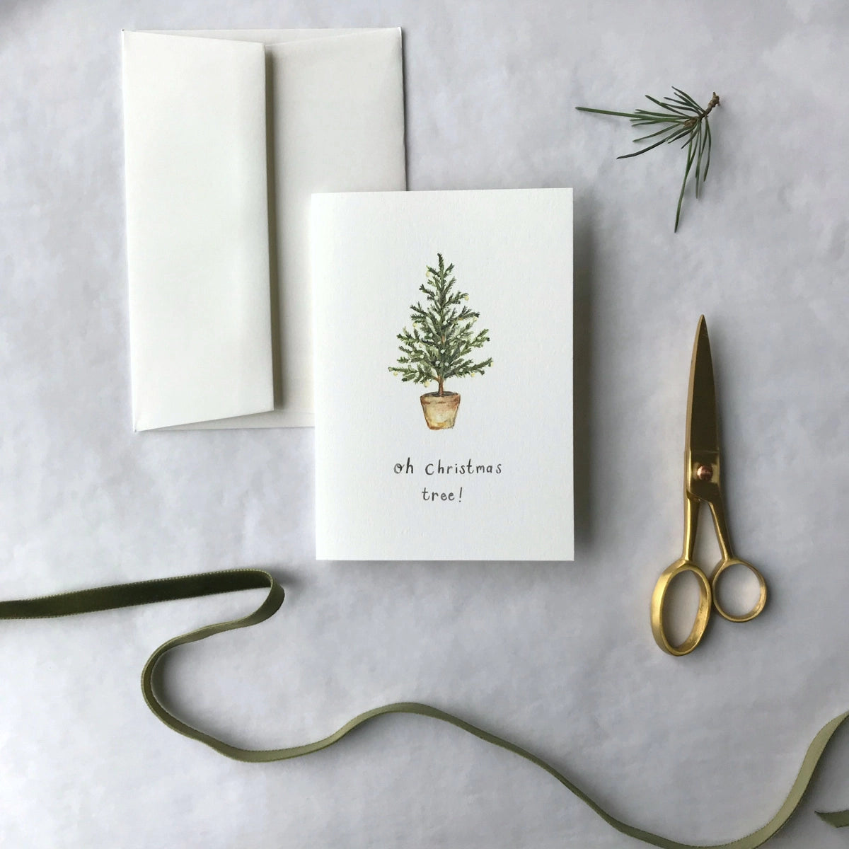 Oh Christmas Tree Watercolor Luxury Christmas Card