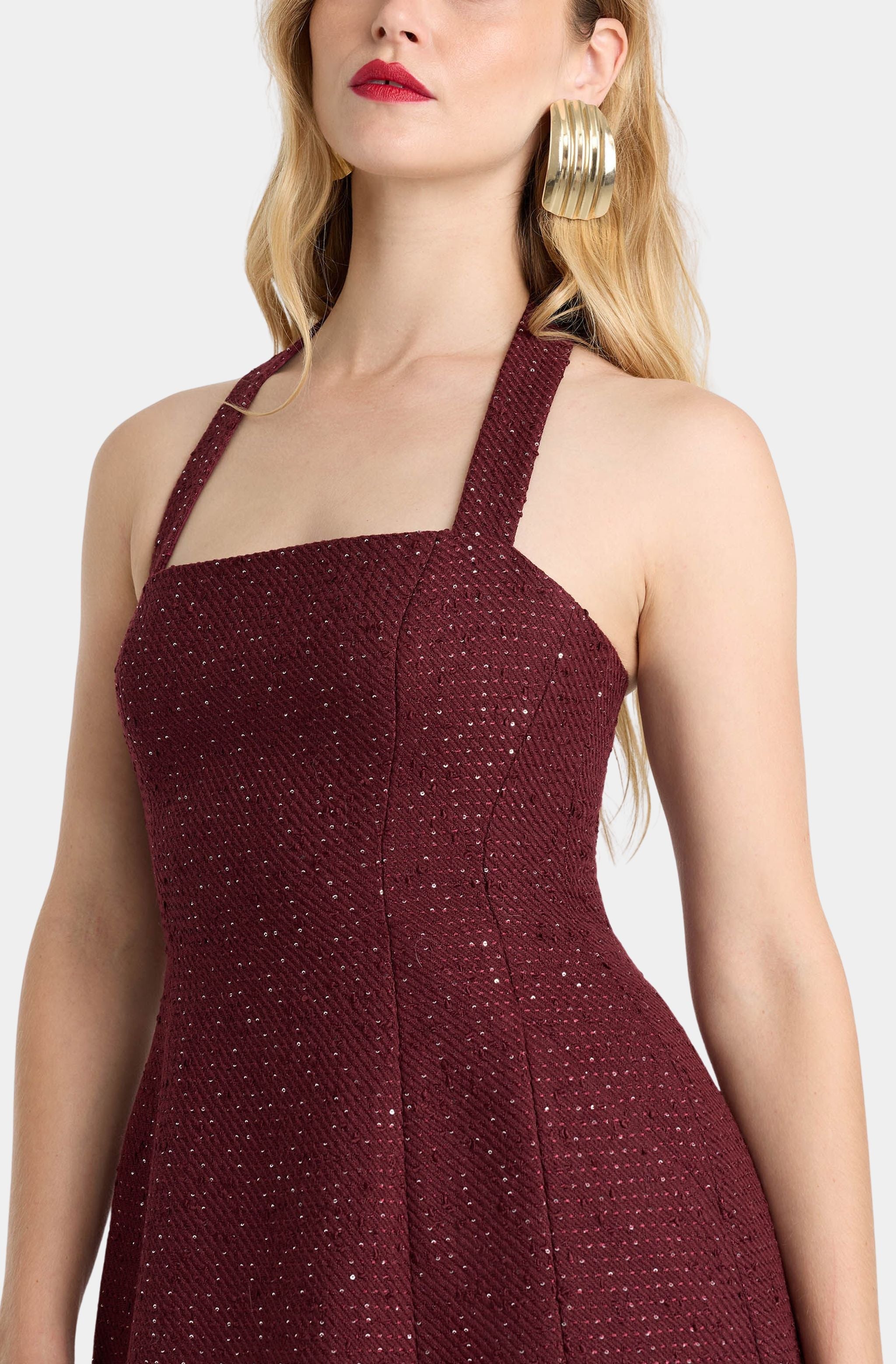 Nevelle Boucle Halter Dress