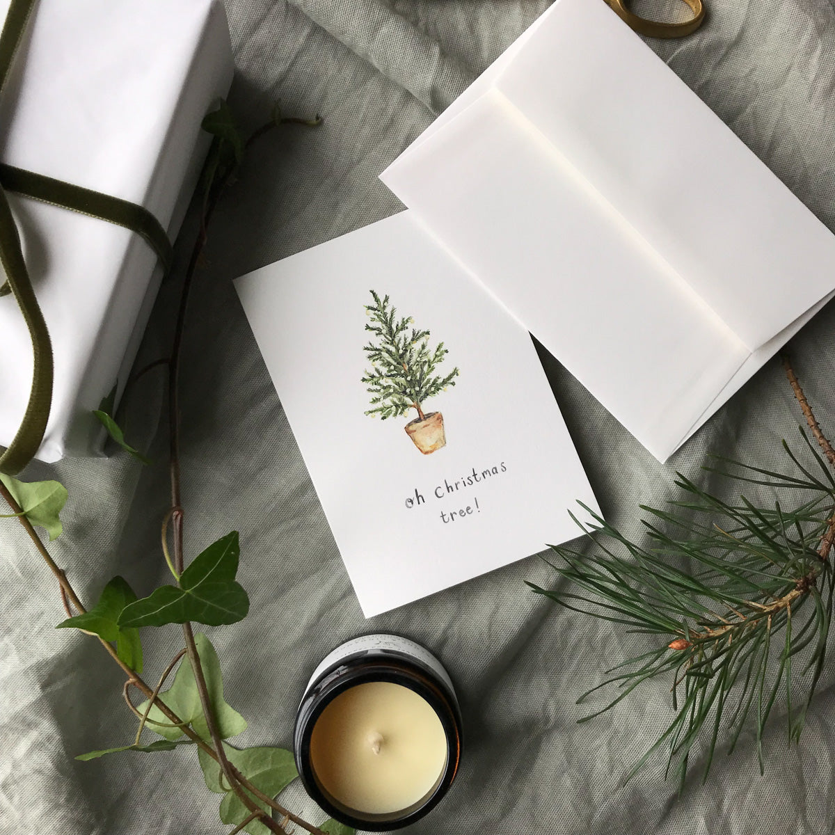 Oh Christmas Tree Watercolor Luxury Christmas Card