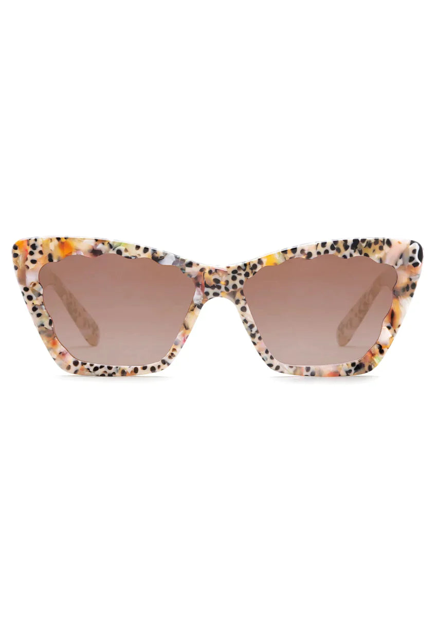 topanga square sunglasses, clear brown & flash