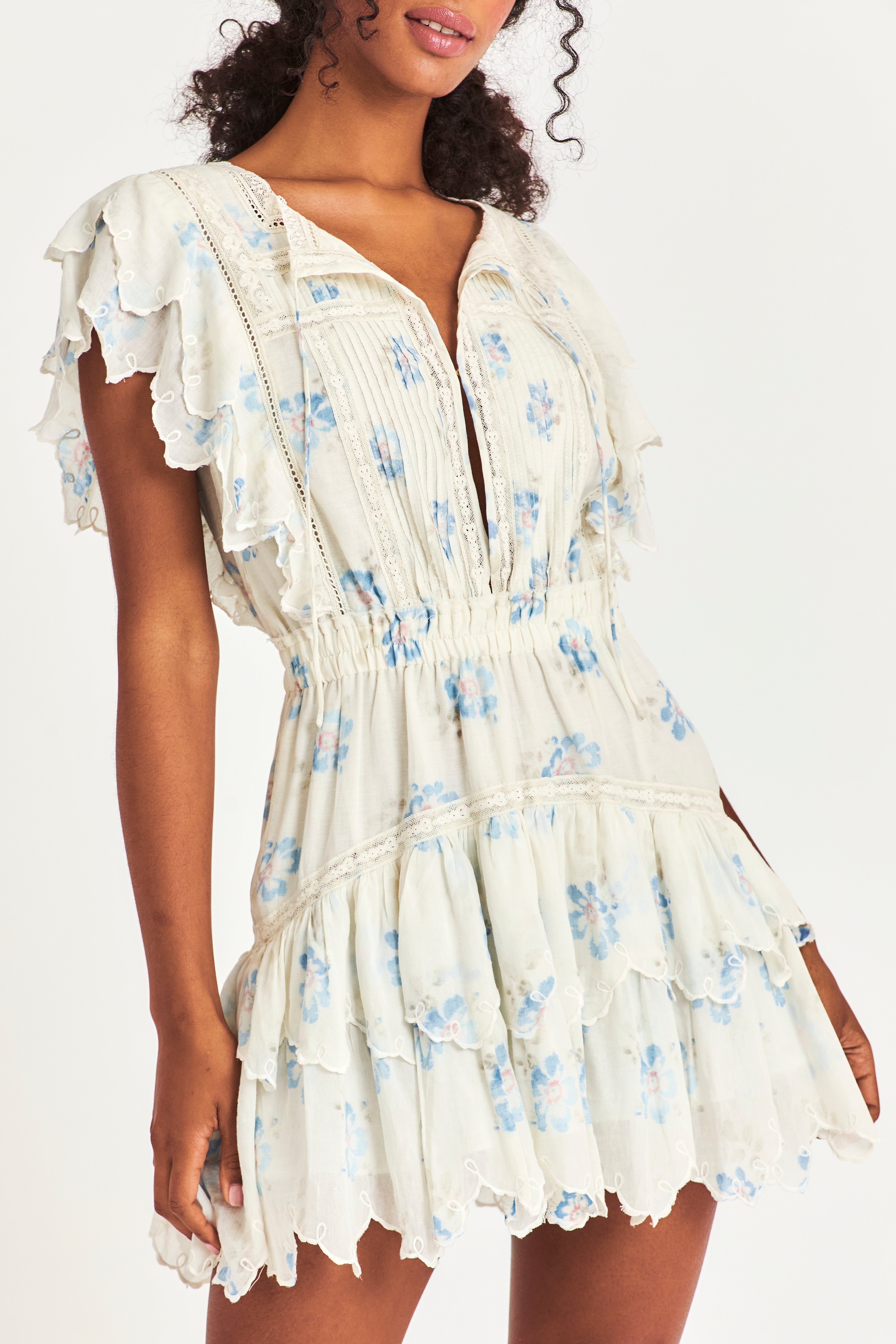 Darryl Flutter Sleeve Floral Mini Dress