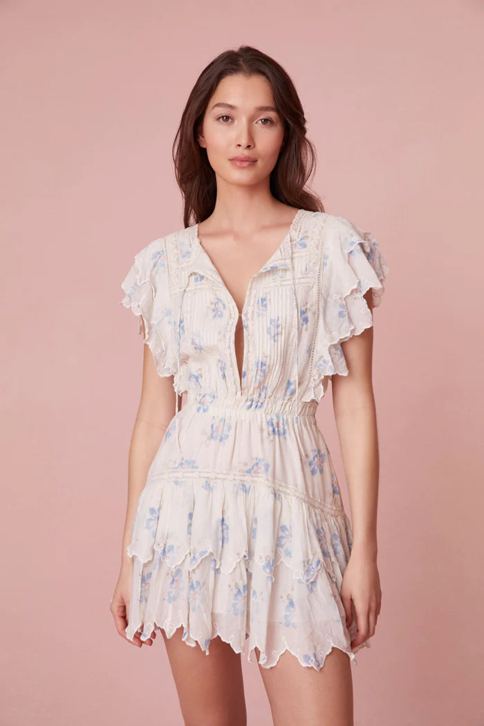 Darryl Flutter Sleeve Floral Mini Dress