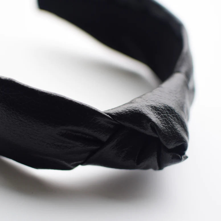 Black Faux Leather Knotted Headband