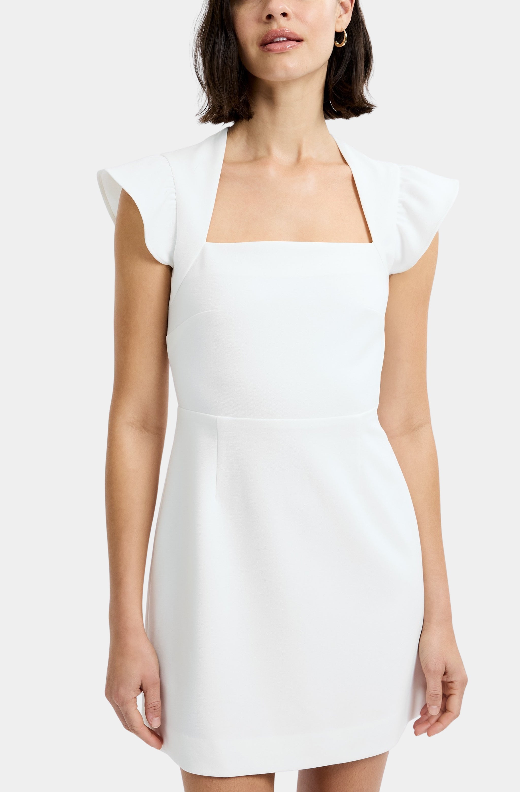 Whisper Square Neck Flutter Sleeve Dress – Hemline Alpharetta Whisper Square Neck Flutter Sleeve Dress – Hemline Alpharetta