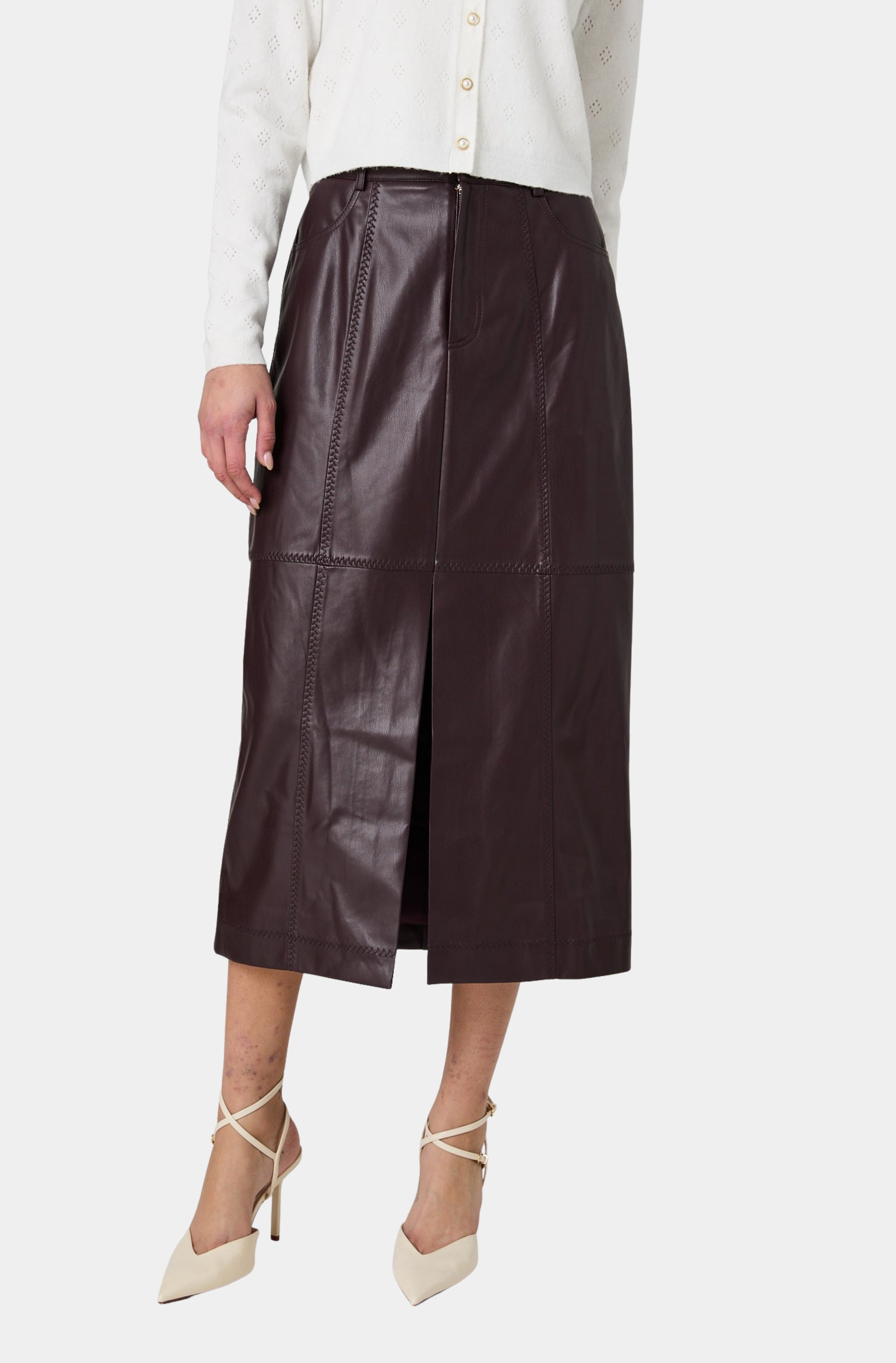 Madeline Faux Leather Midi Skirt – Hemline Alpharetta