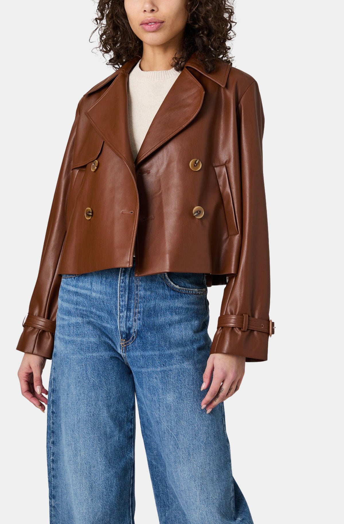 Porto Faux Leather Cropped Jacket