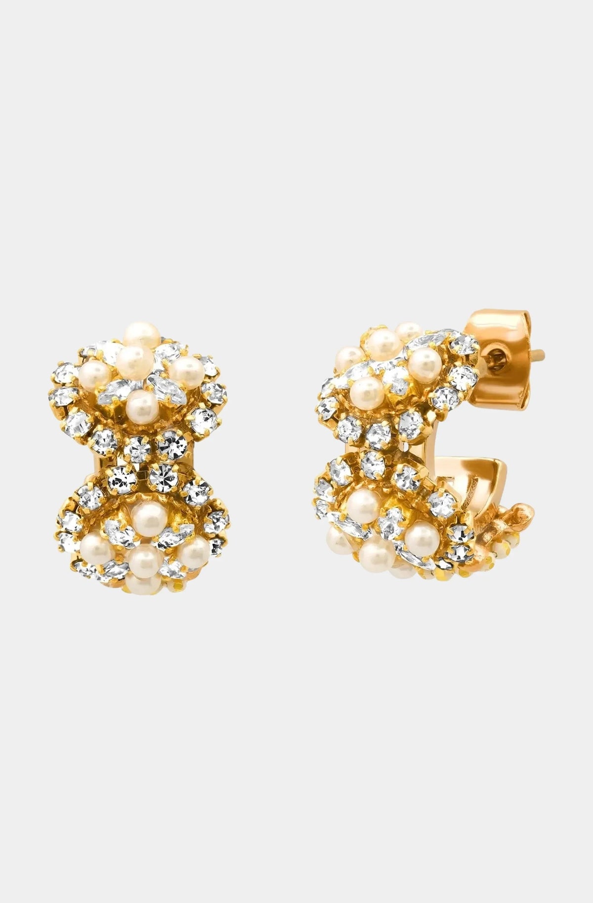 Pearl and CZ Beaded Huggies