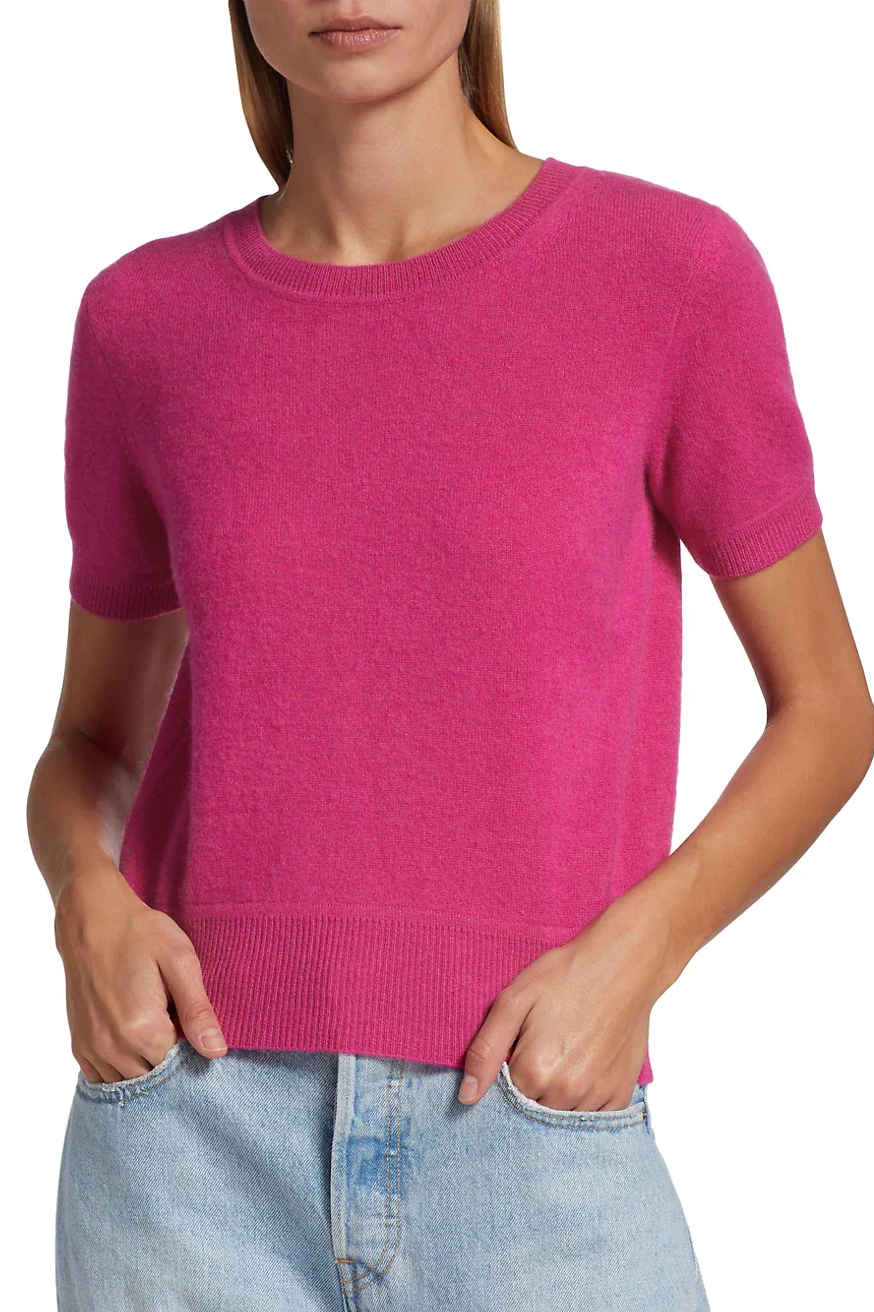Cashmere Short Sleeve Cropped Pullover