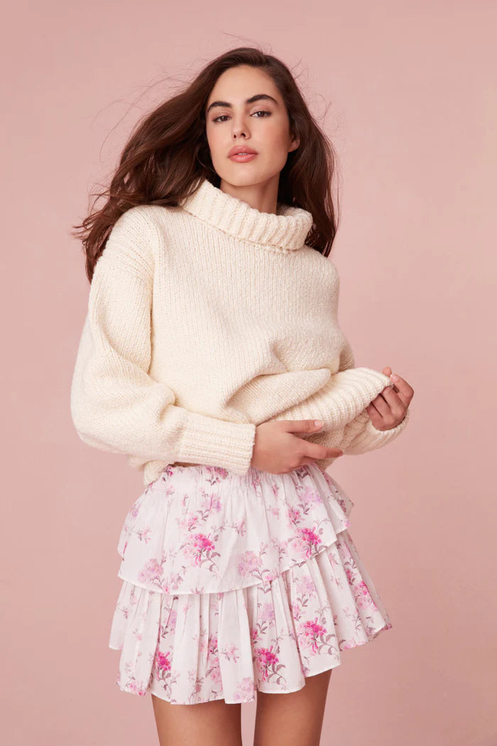 Ruffle Pink Floral Mini Skirt
