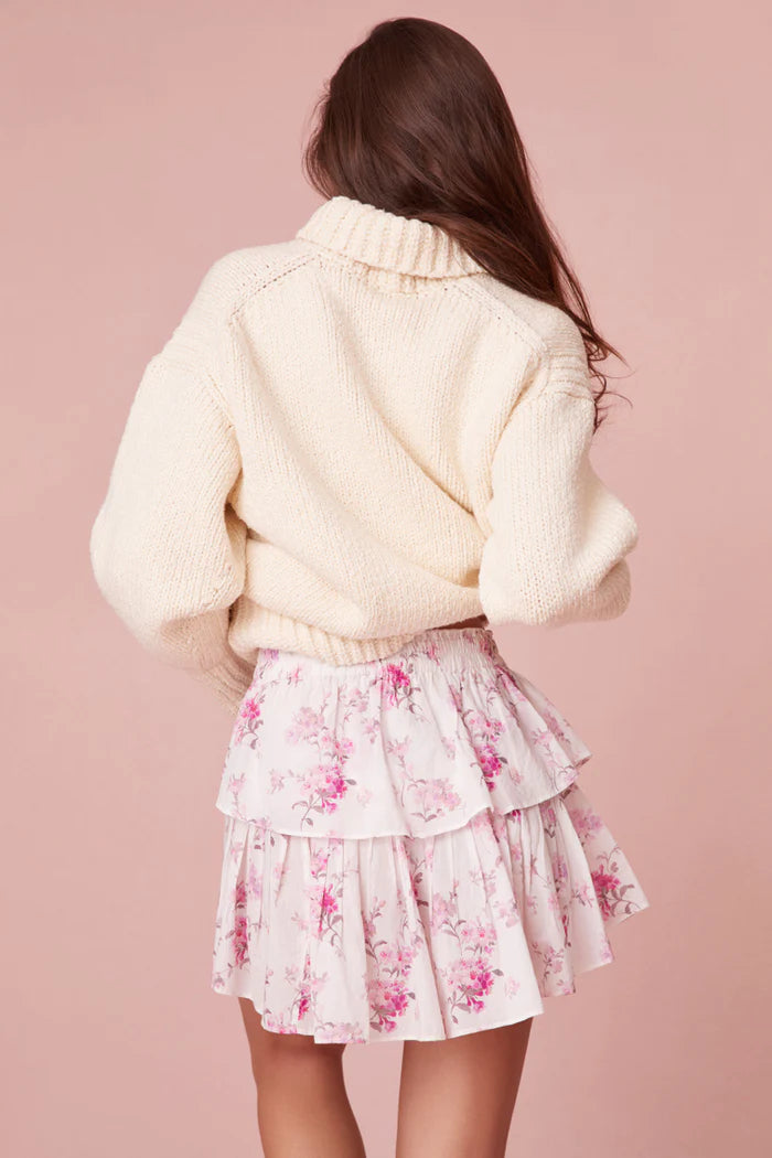 Ruffle Pink Floral Mini Skirt
