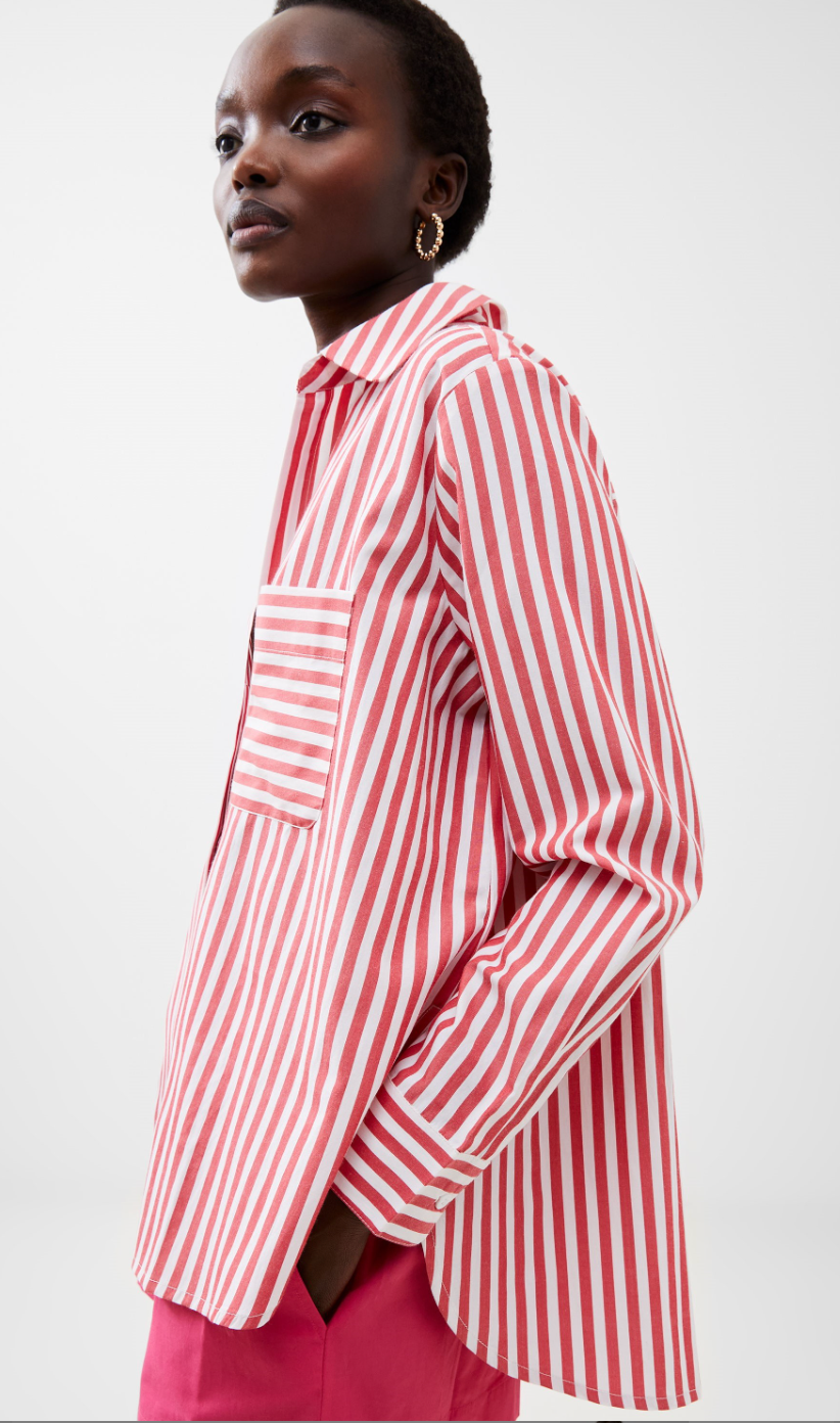 Thick Striped Relaxed Pop Over Top