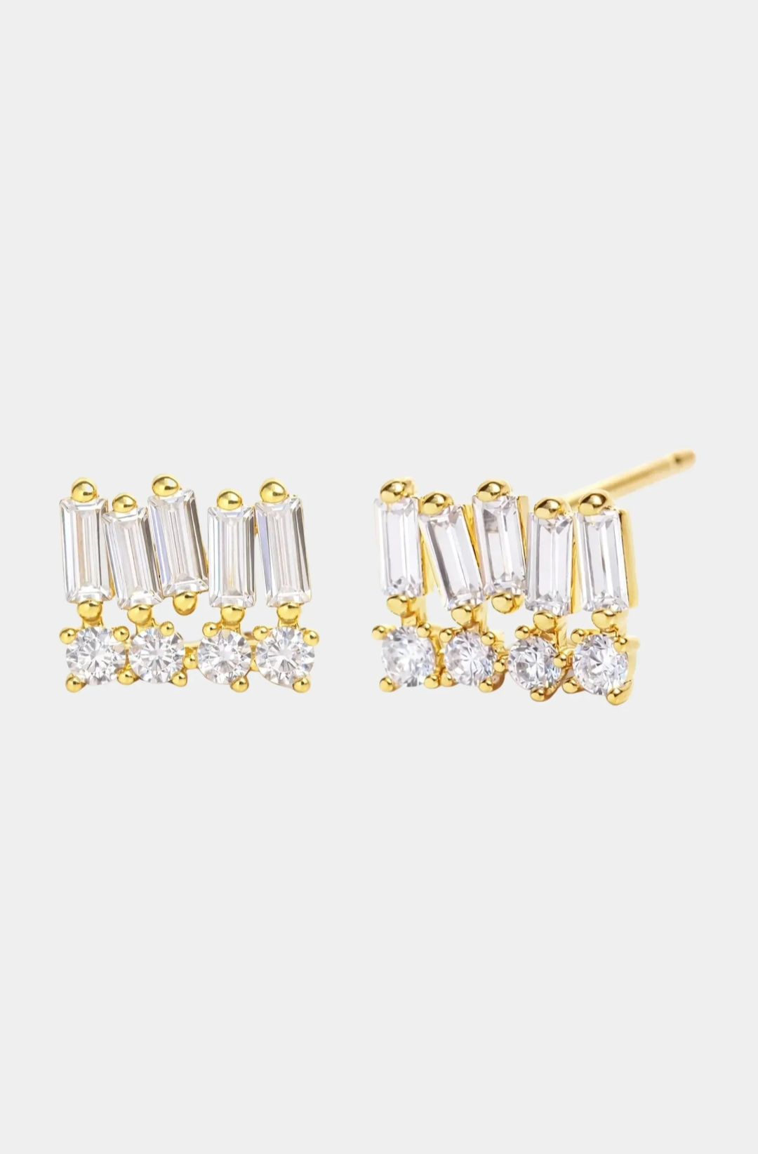 Baguette and CZ Stacked Studs