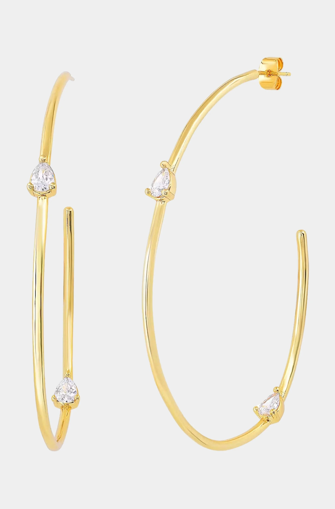 Oval Hoop with Pear Shaped Cz Stones