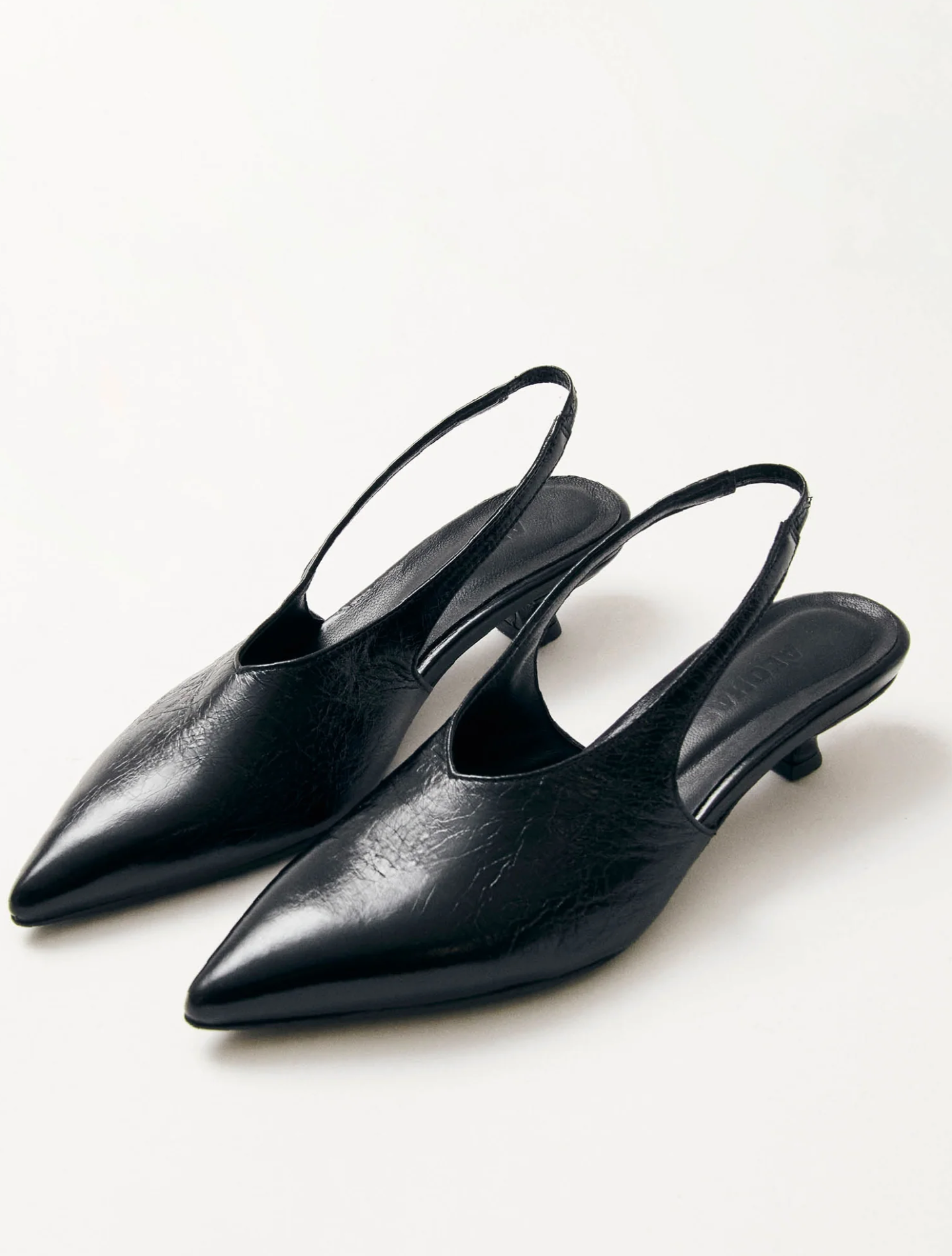 Eros Black Leather Slingback Mules