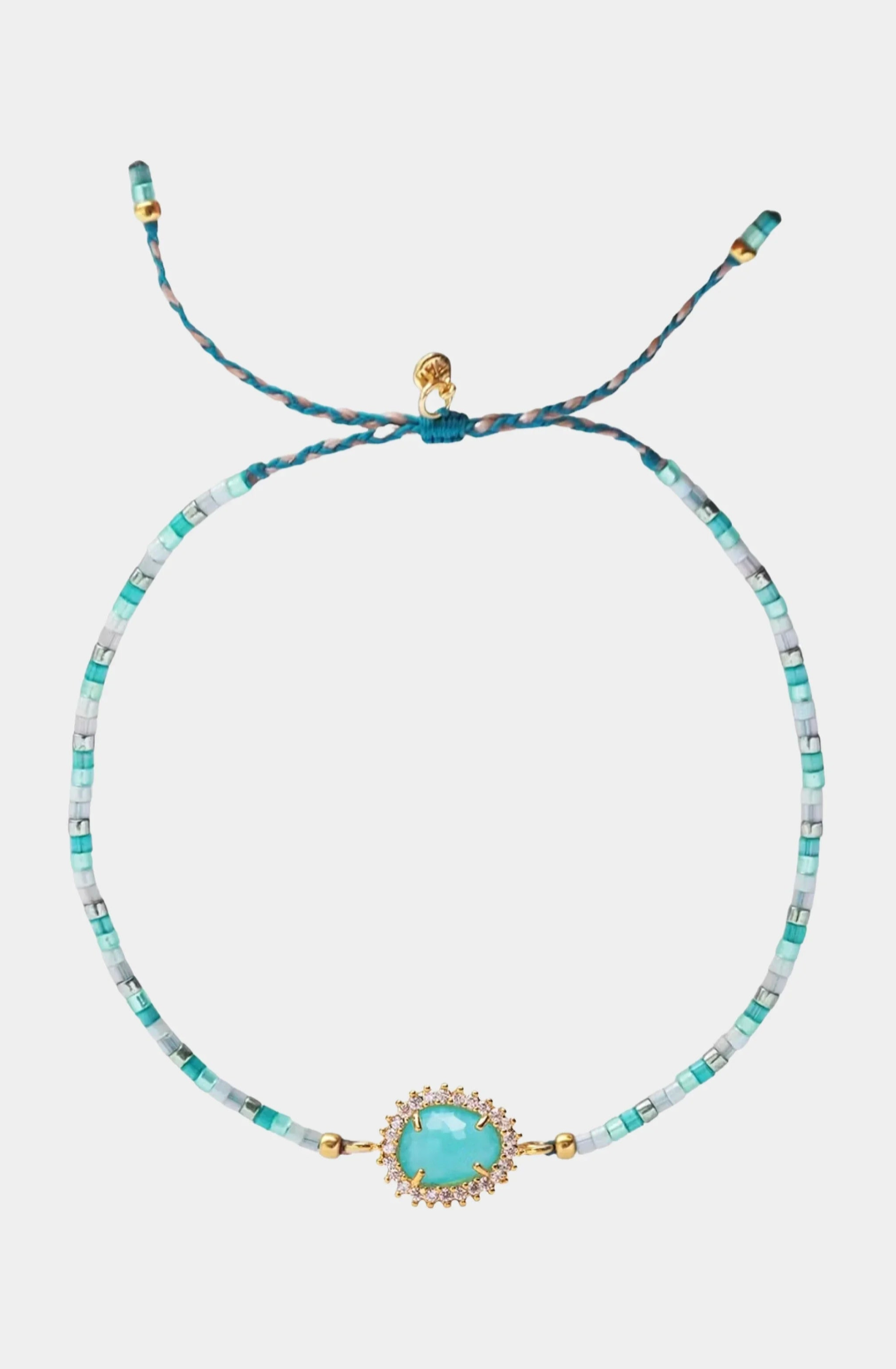 Japanese Beaded Bracelet with Glass Charm Center
