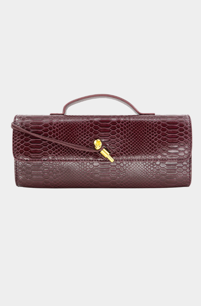Alexa Snakeskin Clutch