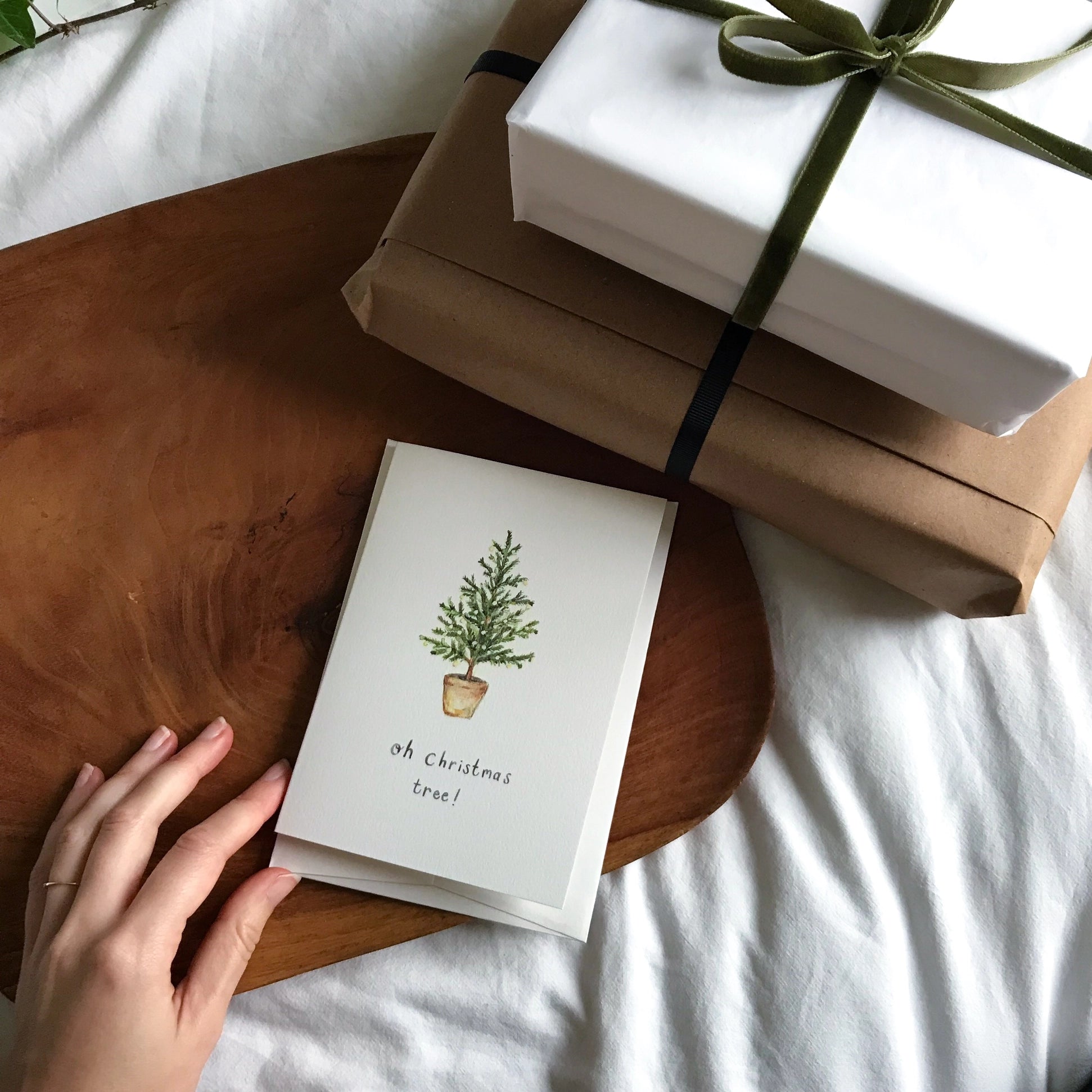 Oh Christmas Tree Watercolor Luxury Christmas Card