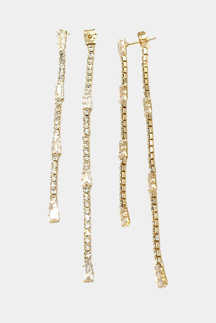 Theia Noel Front Back Earrings Gold Finish Clear