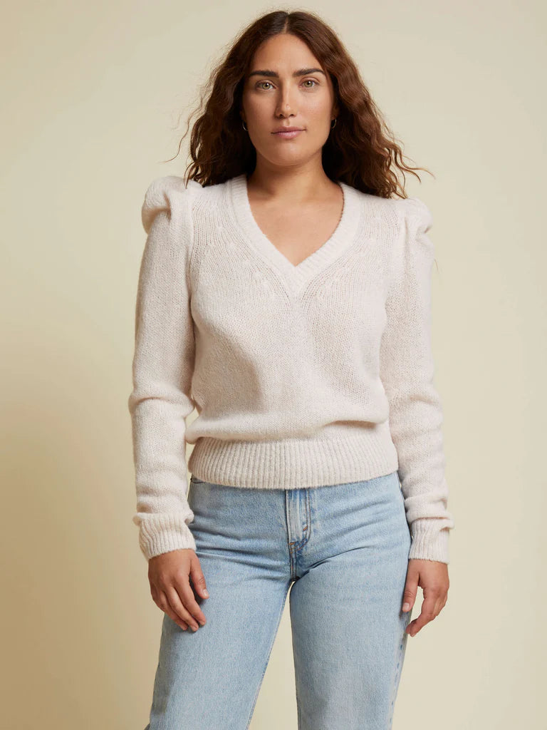 Lara Puff Sleeve V Neck Sweater